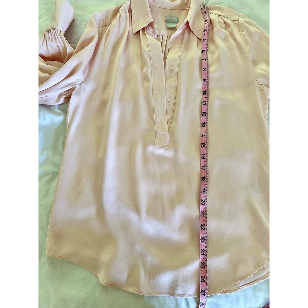 Chico's Pink Silky Satin Popover Blouse sz 0 (Size 4 / Small) - Picture 5 of 7